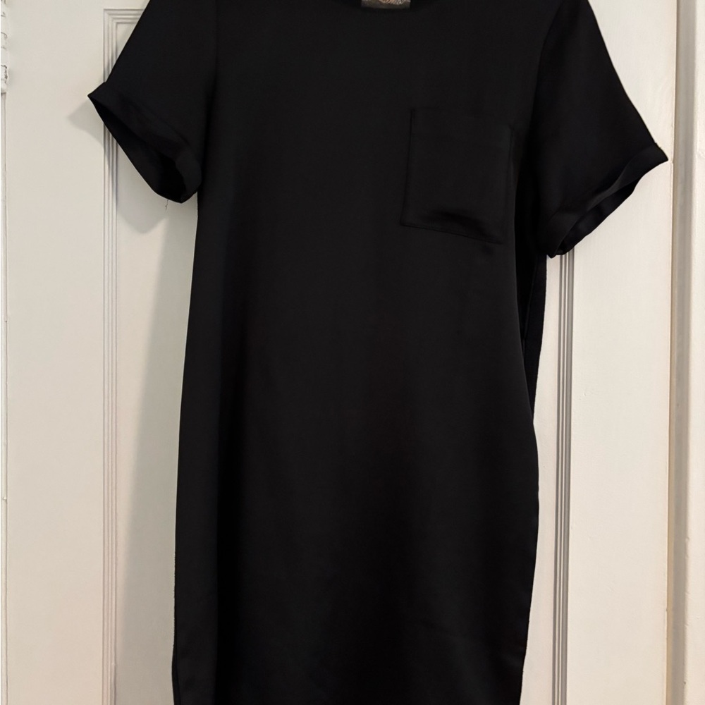 Black Short Sleeve Silk Dress